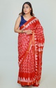 Red Cotton Batik Print Saree