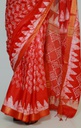 Red Cotton Batik Print Saree