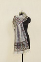 Smoke Grey peacocks and flowers hand painted tussar silk stole